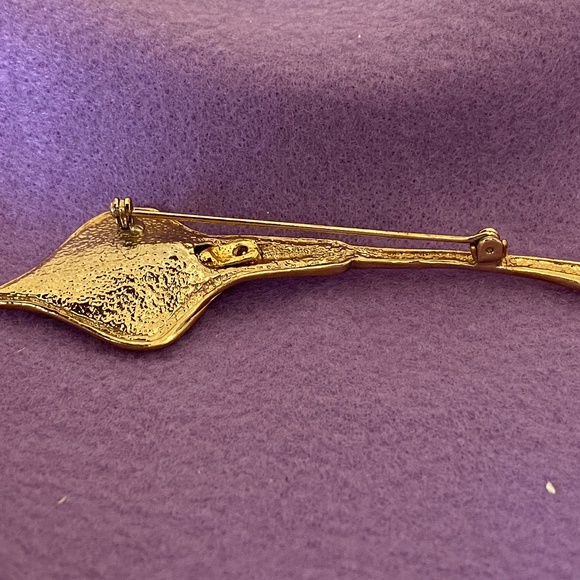 CALLA LILY Flower Vintage Brooch Crystal Pave Rhinestone Revival Pin - Picture 6 of 8